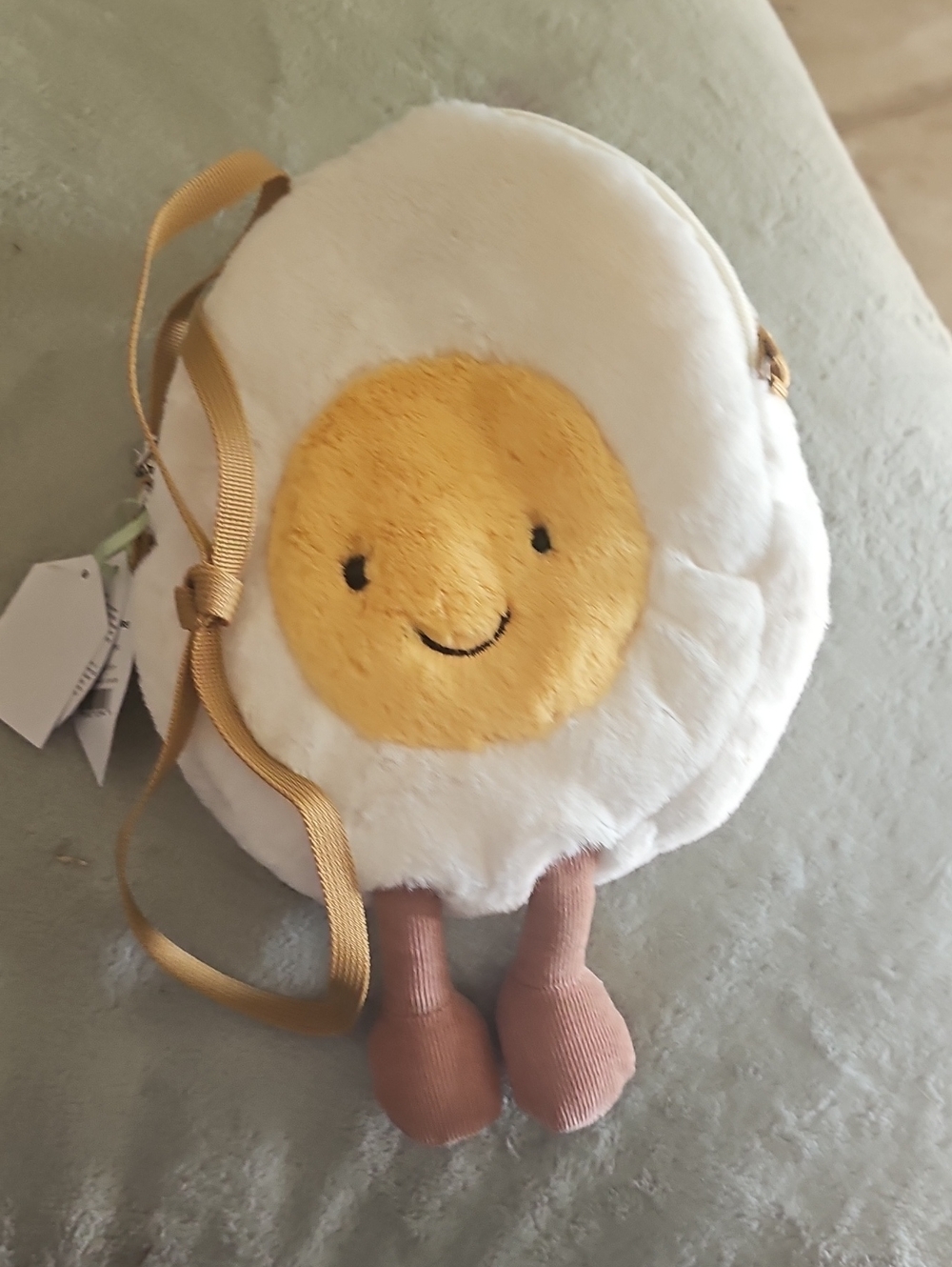 Jellycat Sunny Egg Plush Crossbody - White, Yellow & Brown